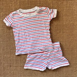 Lake Pajamas Baby Striped Short Pajamas Set - Red and White and Blue